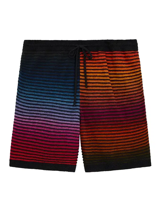 LOEWE Men's  x Paula's Ibiza Striped Knit Shorts - Multicolor Black