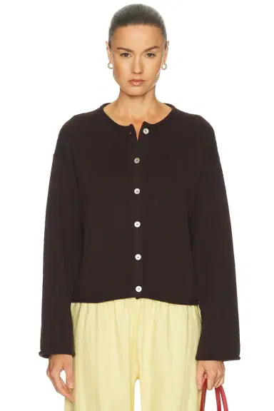 DONNI. The Cotton Knit Roll Cardigan | Thumbnail 1 DONNI. The Cotton Knit Roll Cardigan | Thumbnail 1