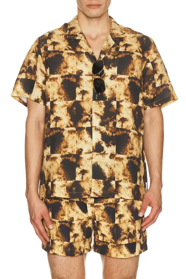 Alex Printed Short Sleeve Linen Shirt