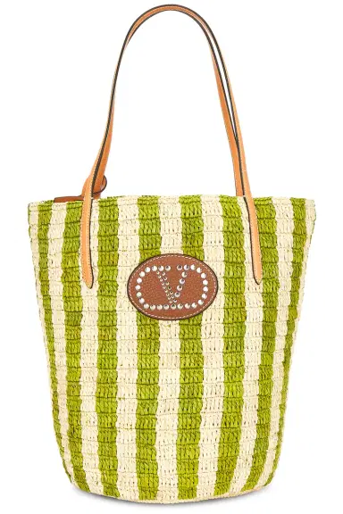 Valentino Garavani Crochet Raffia VLogo Signature Bucket Bag | Thumbnail 1