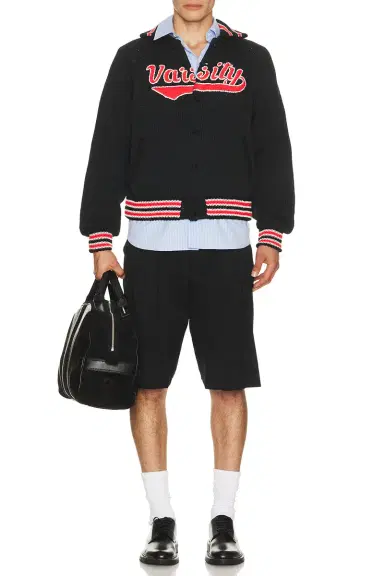 rice nine ten Knitted Varsity Jacket | Thumbnail 3 rice nine ten Knitted Varsity Jacket | Thumbnail 3