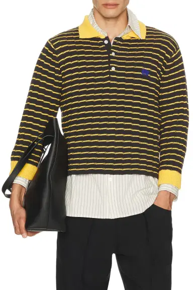 rice nine ten Knitted Cropped Polo Shirt | Thumbnail 1