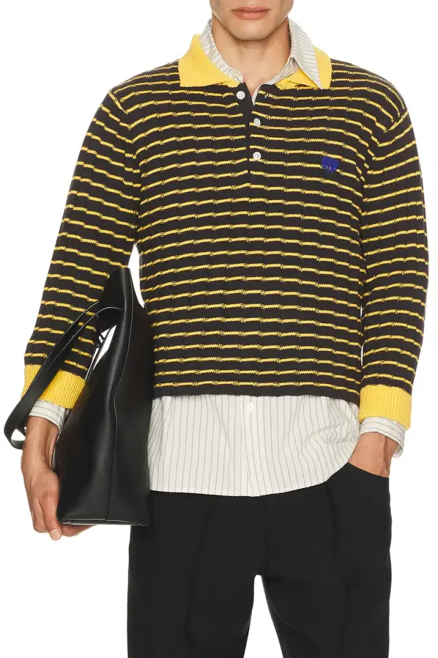 rice nine ten Knitted Cropped Polo Shirt