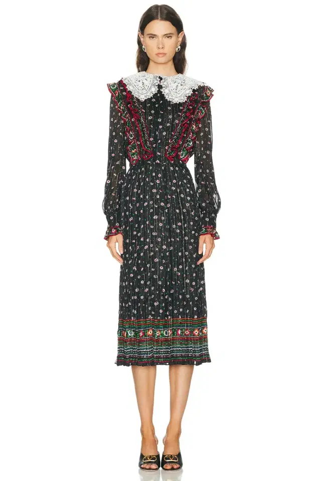 Valentino Embroidered Apres L'Hiver Midi Dress