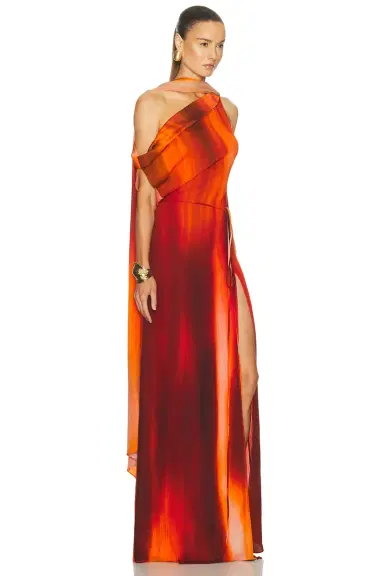 LaQuan Smith Asymmetrical Draped Scarf Dress | Thumbnail 2 LaQuan Smith Asymmetrical Draped Scarf Dress | Thumbnail 2