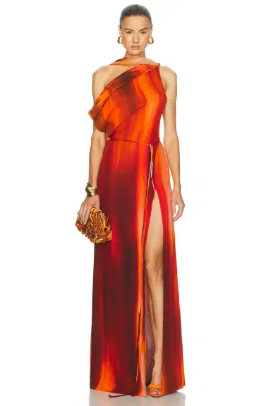LaQuan Smith Asymmetrical Draped Scarf Dress | Thumbnail 1 LaQuan Smith Asymmetrical Draped Scarf Dress | Thumbnail 1