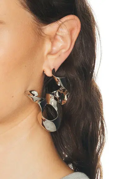 Dries Van Noten Brass Palladium Plated Earrings | Thumbnail 2