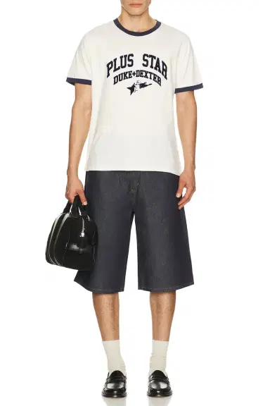 Duke + Dexter Duke + Dexter Plus Star Flock Printed Ringer Tee | Thumbnail 3