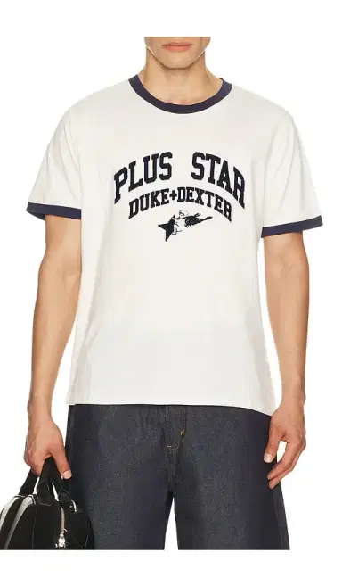 Duke + Dexter Duke + Dexter Plus Star Flock Printed Ringer Tee | Thumbnail 5