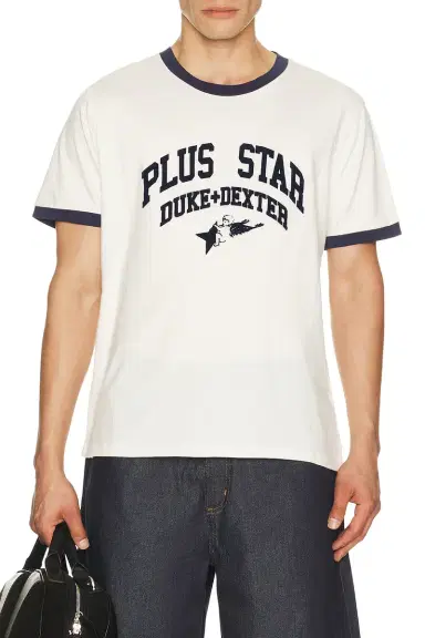 Duke + Dexter Duke + Dexter Plus Star Flock Printed Ringer Tee | Thumbnail 1