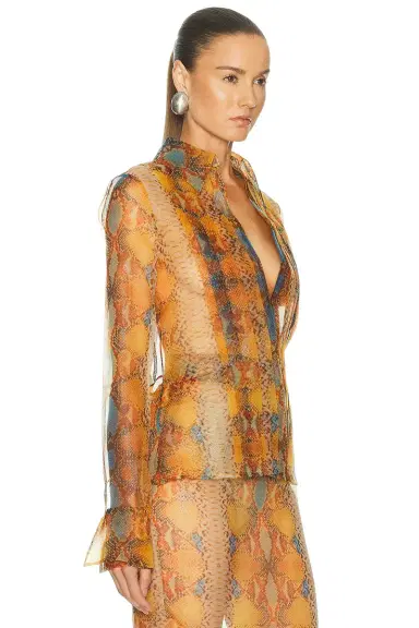 LaQuan Smith Pleat Front Long Sleeve Blouse | Thumbnail 2