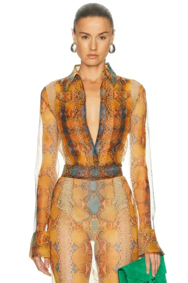 LaQuan Smith Pleat Front Long Sleeve Blouse | Thumbnail 1