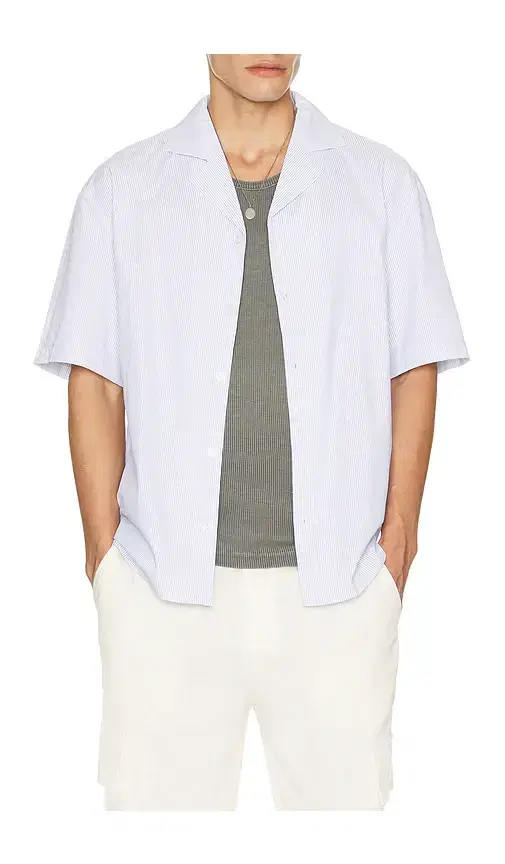 Cotton Stripe Bowling Shirt