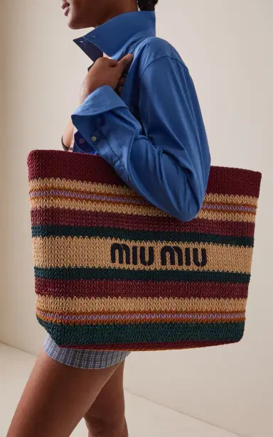Miu Miu Raffia-Effect Woven Tote Bag | Thumbnail 2 Miu Miu Raffia-Effect Woven Tote Bag | Thumbnail 2