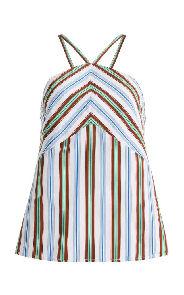 Rosie Assoulin Call Me Maybe Striped Halter Top