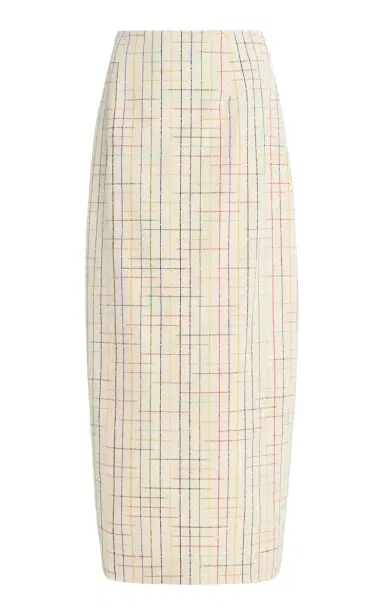 Rosie Assoulin Exclusive Space-Dyed Checked Silk Midi Column Skirt | Thumbnail 2