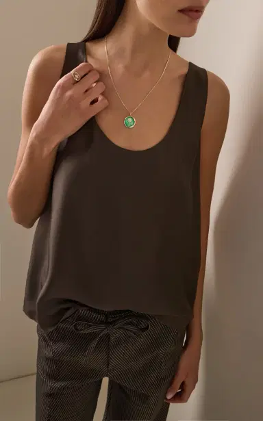 Pascale Monvoisin Faro Pendant Green June Necklace Gold | Thumbnail 2