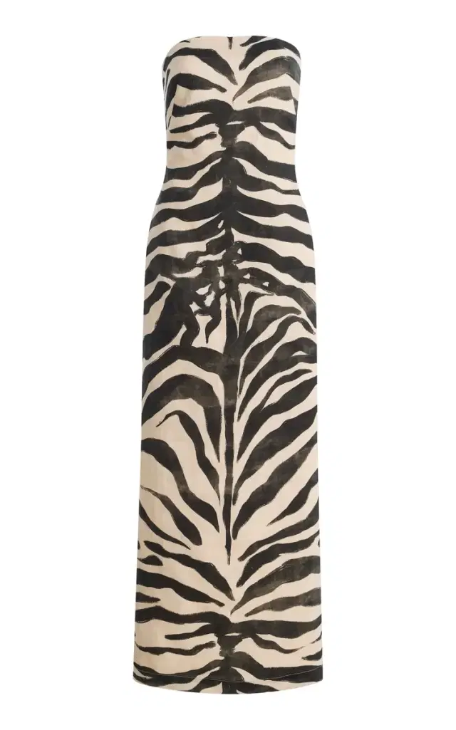 Andres Otalora Exclusive Strapless Linen Midi Column Dress