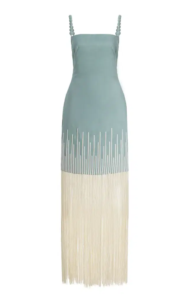 Andres Otalora Exclusive Mar Caribe Fringed Linen Maxi Dress