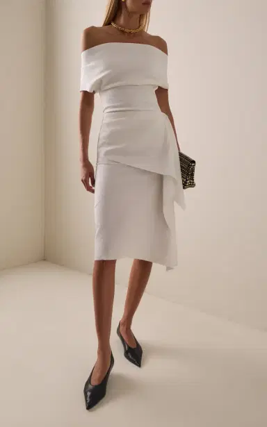 Niccolò Pasqualetti Sutura Draped Linen-Cotton Midi Skirt | Thumbnail 2