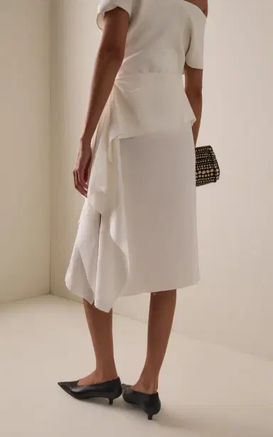 Niccolò Pasqualetti Sutura Draped Linen-Cotton Midi Skirt | Thumbnail 4