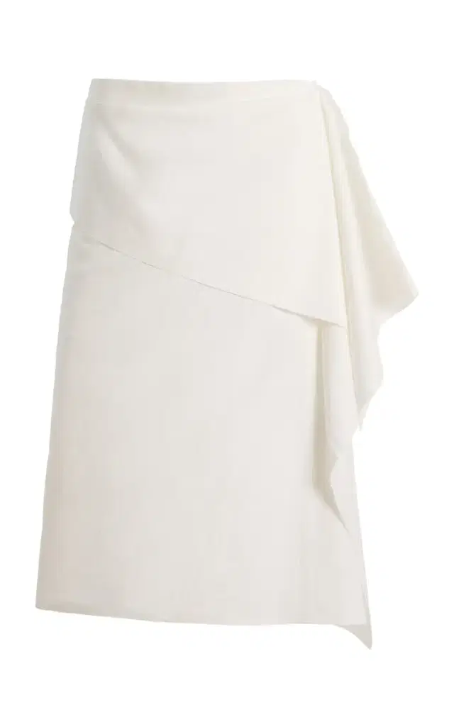 Sutura Draped Linen-Cotton Midi Skirt