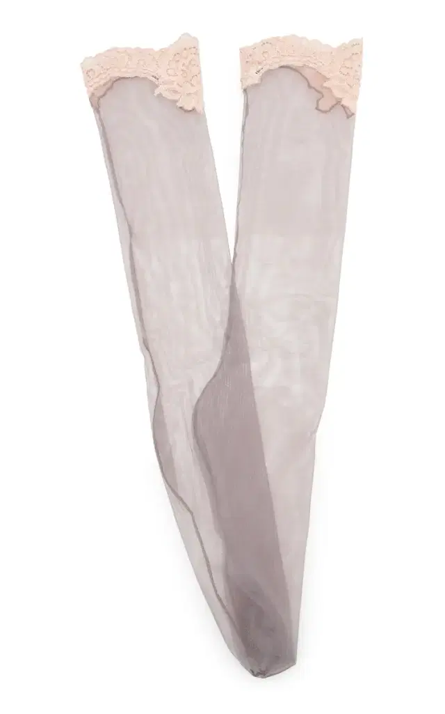 Valentino Garavani Lace-Trimmed Mesh Socks