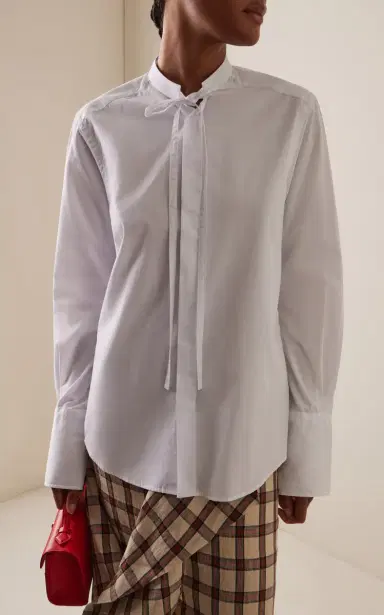 With Nothing Underneath Exclusive The Boyfriend Cotton Bow-Tie Shirt | Thumbnail 3 With Nothing Underneath Exclusive The Boyfriend Cotton Bow-Tie Shirt | Thumbnail 3