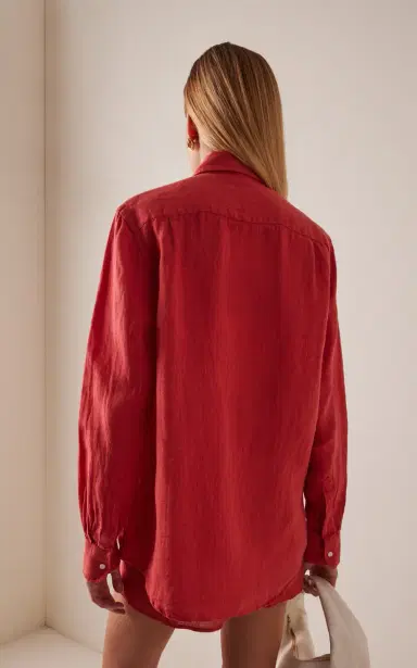 With Nothing Underneath Exclusive The Boyfriend Linen Shirt | Thumbnail 4 With Nothing Underneath Exclusive The Boyfriend Linen Shirt | Thumbnail 4