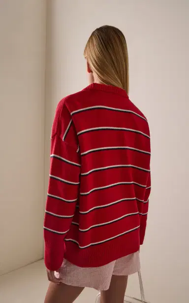 With Nothing Underneath Exclusive Cornwall Striped Cotton Sweater | Thumbnail 4