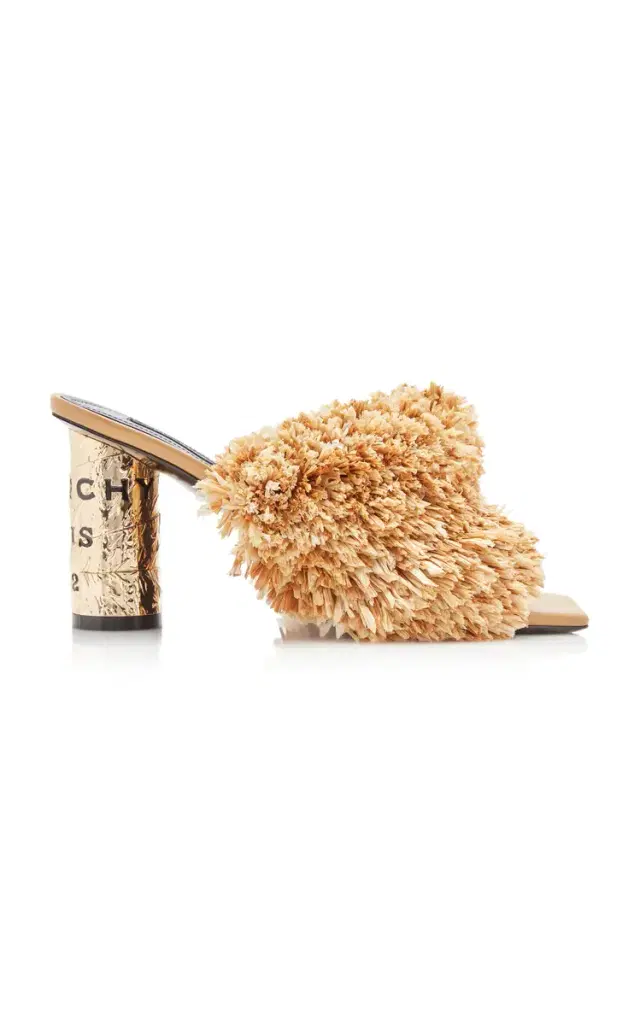 Heel Fringed Raffia 65MM Mules