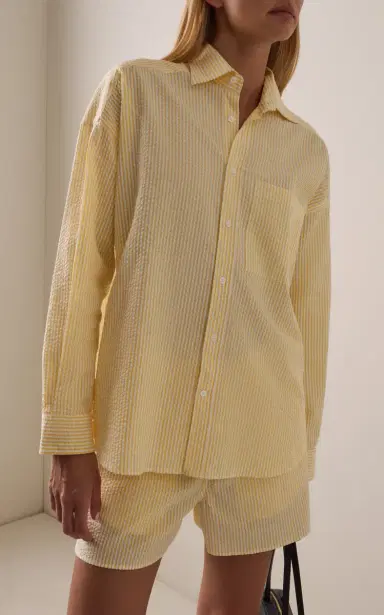 With Nothing Underneath Exclusive The Weekend Striped Cotton Seersucker Shirt | Thumbnail 4 With Nothing Underneath Exclusive The Weekend Striped Cotton Seersucker Shirt | Thumbnail 4