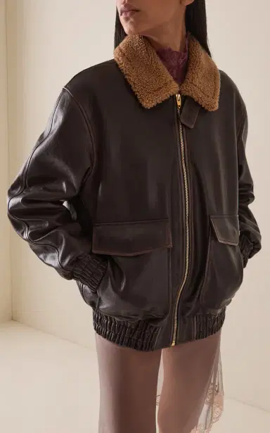 Valentino Garavani Shearling-Trimmed Leather Jacket | Thumbnail 3