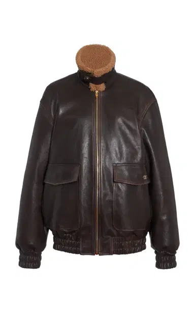 Valentino Garavani Shearling-Trimmed Leather Jacket | Thumbnail 1