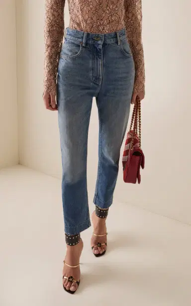 Valentino Garavani Rigid High-Rise Straight-Leg Cropped Jeans | Thumbnail 3 Valentino Garavani Rigid High-Rise Straight-Leg Cropped Jeans | Thumbnail 3