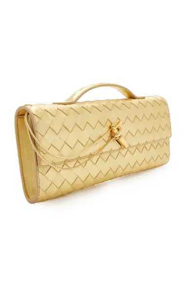 Bottega Veneta Andiamo Intrecciato Foiled-Satin Clutch | Thumbnail 3 Bottega Veneta Andiamo Intrecciato Foiled-Satin Clutch | Thumbnail 3