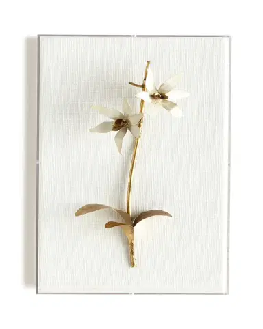 Tommy Mitchell Original Gilded Orchid on White Linen | Thumbnail 2