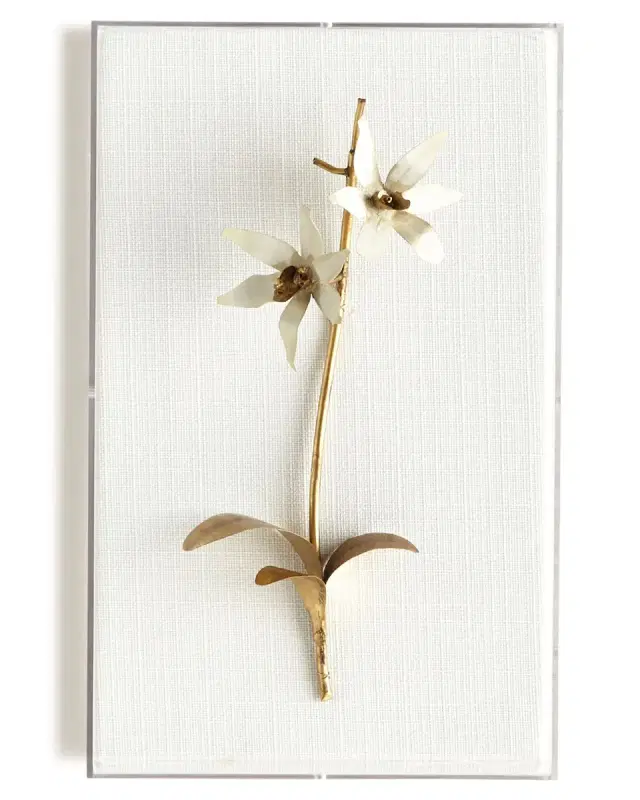 Tommy Mitchell Original Gilded Orchid on White Linen