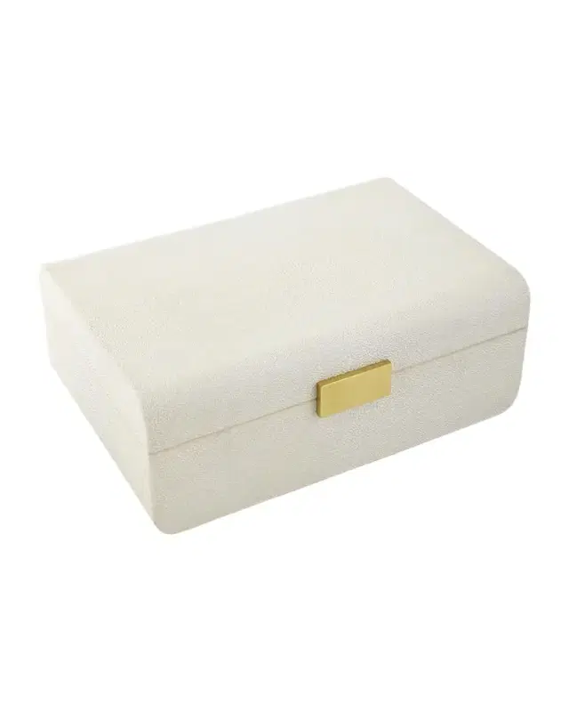 AERIN Cream Faux Shagreen Large Decorative Box