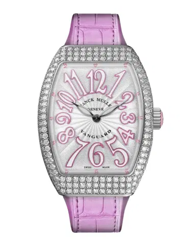 Franck Muller Lady Vanguard Watch with Diamonds & Pink Alligator Strap | Thumbnail 1