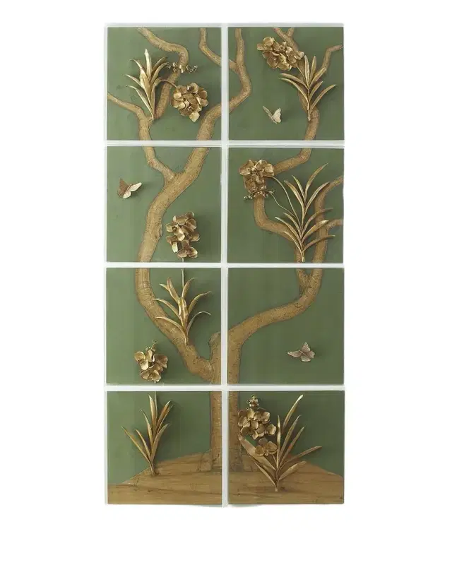 Tommy Mitchell Orchid Tree Panel On Green