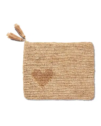 AERIN Heart Raffia Zip Pouch | Thumbnail 1