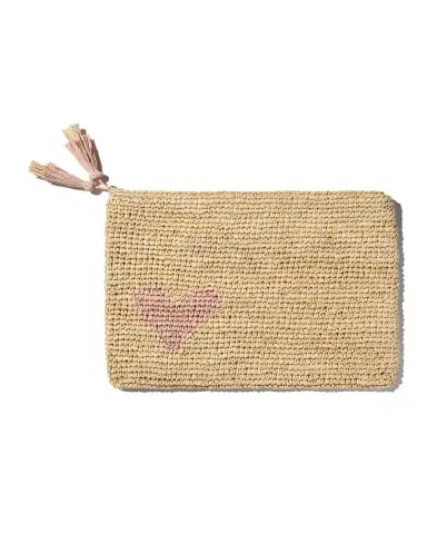 AERIN Heart Raffia Zip Pouch | Thumbnail 2 AERIN Heart Raffia Zip Pouch | Thumbnail 2