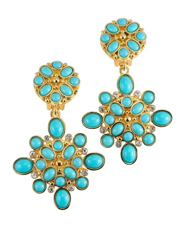 Turquoise Crystal Drop Earrings