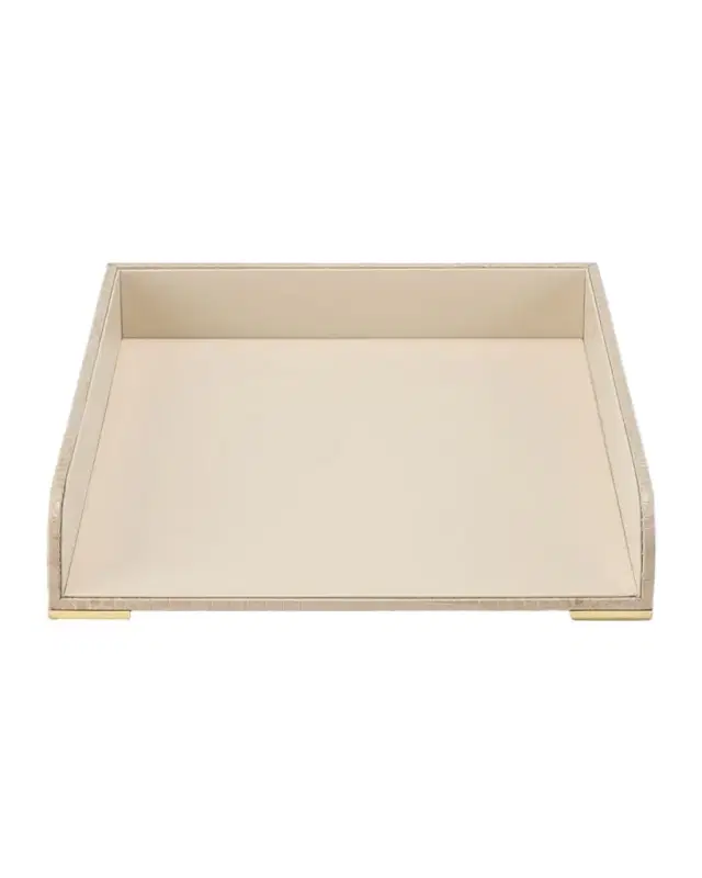 AERIN Classic Croc-Embossed Leather Paper Tray