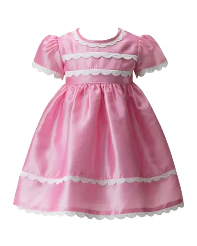 Girl 's Eloise Taffeta Scalloped Dress & Bloomers Set, Size 6M-24M