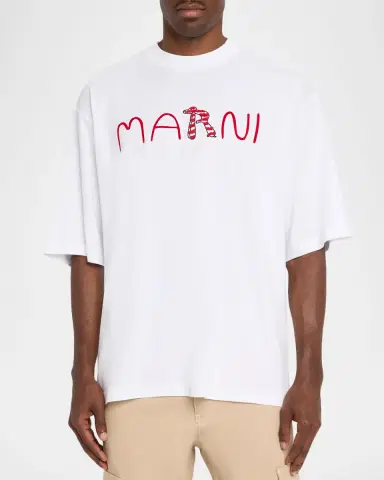 Marni Men's Mending Logo Relaxed Fit T-Shirt | Thumbnail 4 Marni Men's Mending Logo Relaxed Fit T-Shirt | Thumbnail 4