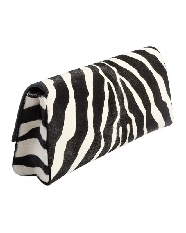 Audrey Zebra-Print Calf Hair Clutch Bag