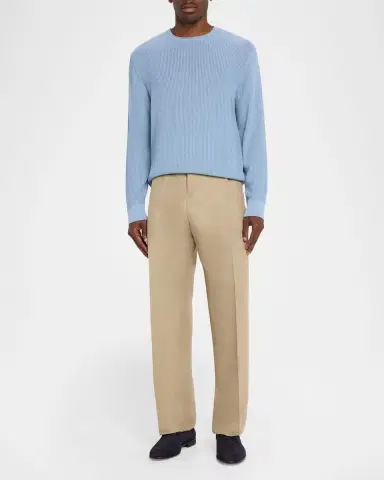 Ferragamo Men's Linen Blend Straight-Leg Pleated Trousers | Thumbnail 2 Ferragamo Men's Linen Blend Straight-Leg Pleated Trousers | Thumbnail 2