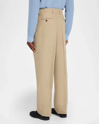 Ferragamo Men's Linen Blend Straight-Leg Pleated Trousers | Thumbnail 3 Ferragamo Men's Linen Blend Straight-Leg Pleated Trousers | Thumbnail 3